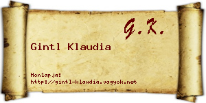 Gintl Klaudia névjegykártya